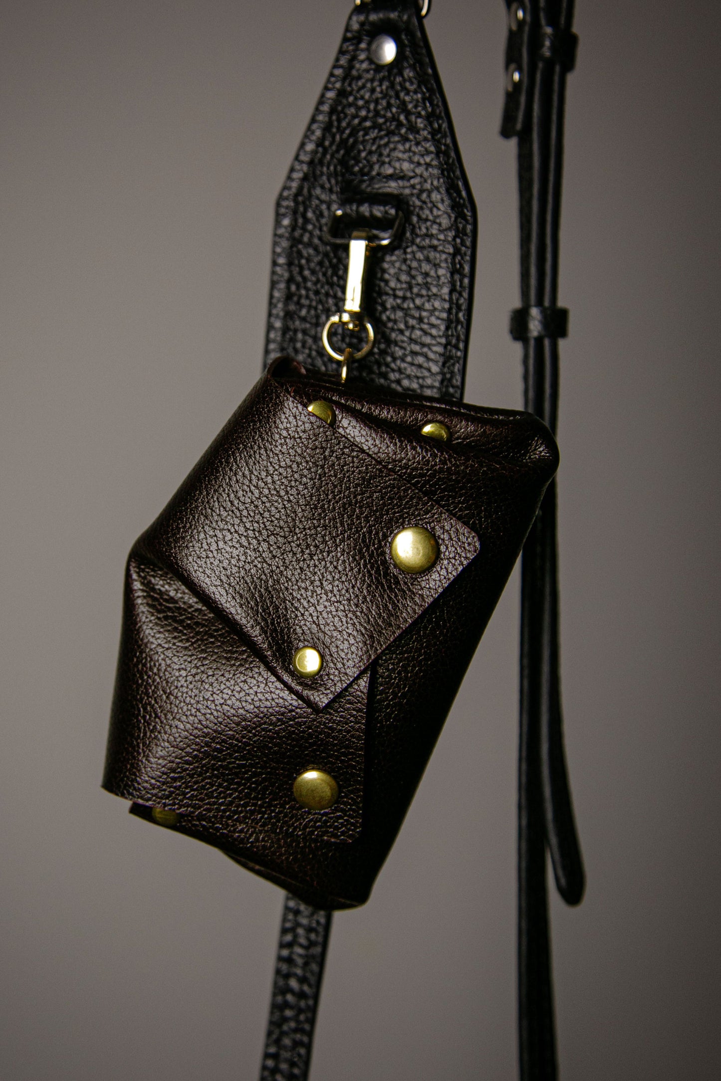 MAGIT Leather bag with Dark Brown Keychain Pouch handmade in London