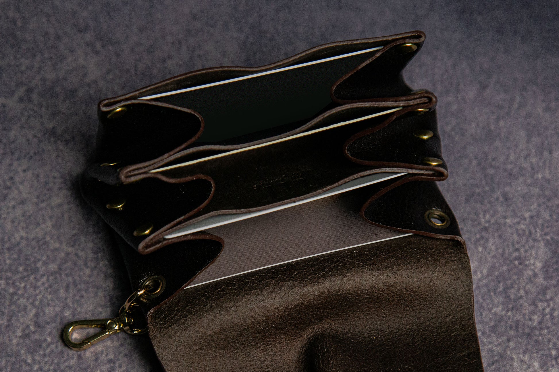 MAGIT Dark Brown Keychain Pouch handmade in London